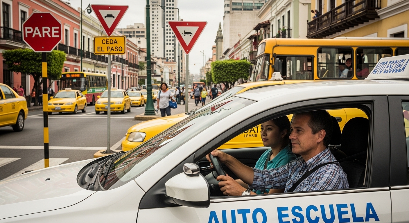 Instructor enseñando a conducir a estudiante durante clases prácticas de curso de conducción para licencia de carro en Cali.