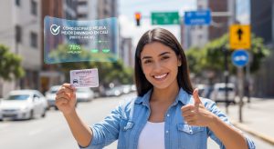Estudiante colombiano exitoso mostrando licencia de conducción aprobada en primer intento en Cali con estadística de 78% tasa de aprobación de escuela certificada, demostrando beneficios de elegir calidad sobre precio bajo al sacar pase de conducir categoría B1
