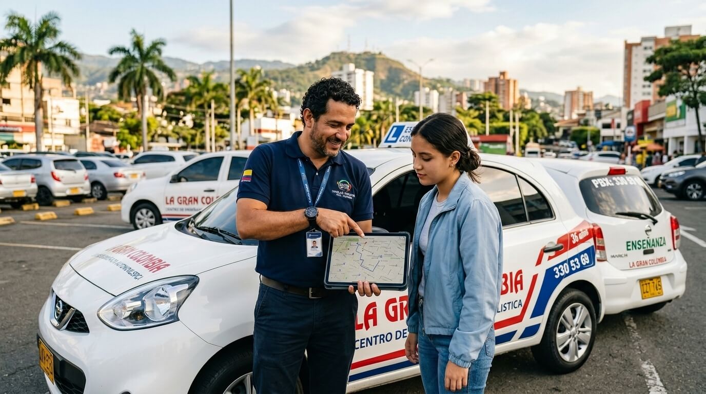 Instructor explicando rutas del examen